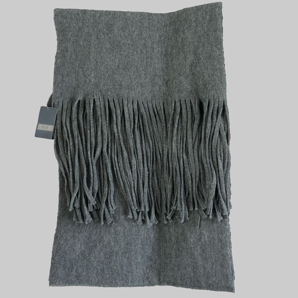 LUCKY BRAND Oversized Knit Scarf Gray Marl Fringe Detail NEW With TAGS RP $69.50